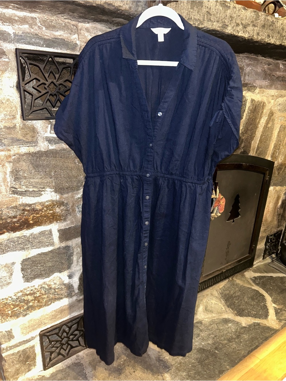 Navy Button-Front Utility Dress XL
